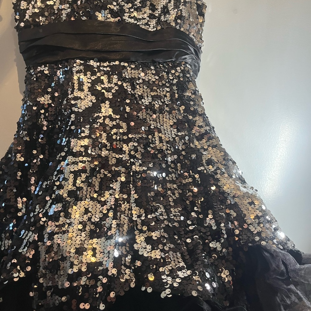 Deb Black and Silver Sequin Prom Dress